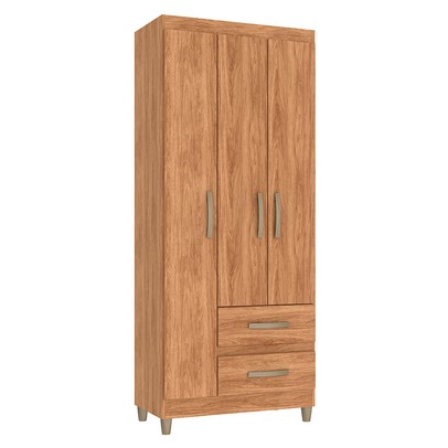 Guarda-Roupa Solteiro Sole 3 Portas 2 Gavetas Mel - Pnr Móveis
