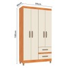 Guarda-Roupa Solteiro Dória 4 Portas 2 Gavetas Cinamomo/Off White - Pnr Móveis