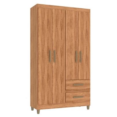 Guarda-Roupa Solteiro Dória 4 Portas 2 Gavetas Mel - Pnr Móveis