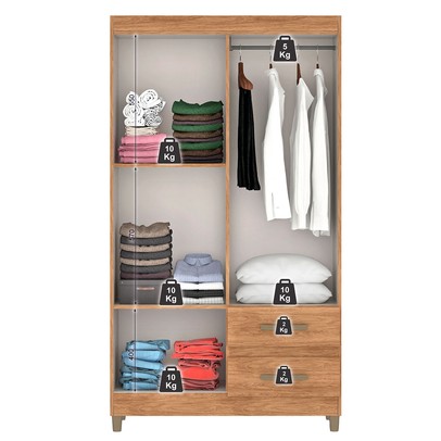 Guarda-Roupa Solteiro Dória 4 Portas 2 Gavetas Mel - Pnr Móveis