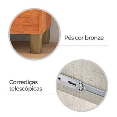 Guarda-Roupa Solteiro Essenza 6 Portas 2 Gavetas Cinamomo/Off White - Pnr Móveis