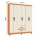 Guarda-Roupa Solteiro Essenza 6 Portas 2 Gavetas Cinamomo/Off White - Pnr Móveis