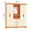 Guarda-Roupa Fiore 4 Portas 3 Gavetas Cinamomo/Off White - Pnr Móveis