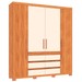 Guarda-Roupa Casal Farnese 4 Portas 6 Gavetas Cinamomo/Off White - Pnr Móveis