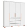 Guarda-Roupa Casal Farnese 4 Portas 6 Gavetas Branco - Pnr Móveis