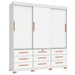 Guarda-Roupa Casal Rovere 3 Portas 9 Gavetas Branco - Pnr Móveis