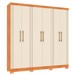 Guarda-Roupa Casal Fiorini 6 Portas 4 Gavetas Cinamomo/Off White - Pnr Móveis