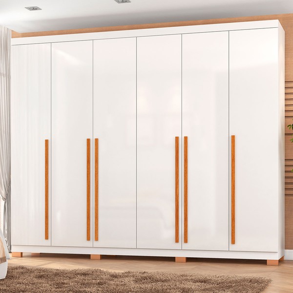 Guarda-Roupa Casal Finesse 6 Portas 8 Gavetas 100% Mdf Branco - Pnr Móveis