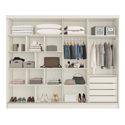 Guarda-Roupa Casal Monterey 2 Portas 4 Gavetas 100% Mdf Off White/Peroba - Mademarques