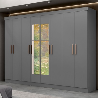 Guarda-Roupa Paris 8 Portas 4 Gavetas com Espelho Onix - Maxel