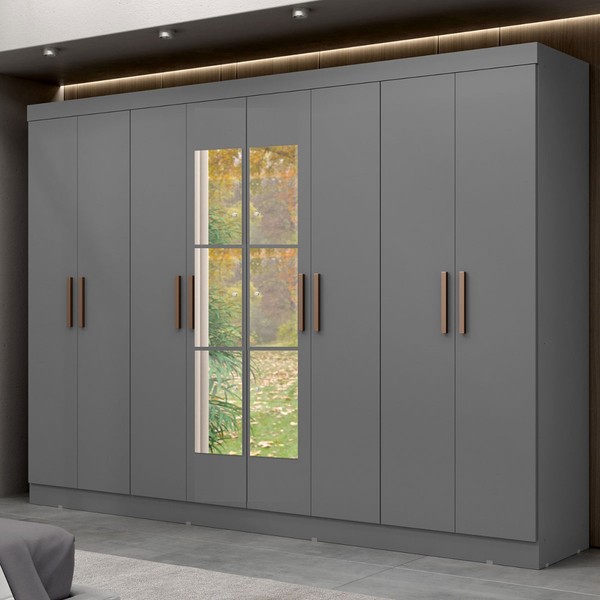 Guarda-Roupa Paris 8 Portas 4 Gavetas com Espelho Onix - Maxel