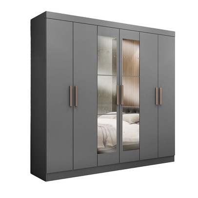 Guarda-Roupa Paris 6 Portas 2 Gavetas com Espelho Onix - Maxel