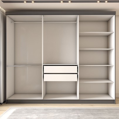 Guarda-Roupa Casal Odisseia 6 Portas 2 Gavetas com Espelho Onix - Panorama Móveis