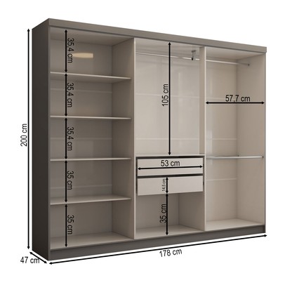 Guarda-Roupa Casal Odisseia 6 Portas 2 Gavetas com Espelho Onix - Panorama Móveis