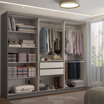 Guarda-Roupa Casal Odisseia 6 Portas 2 Gavetas com Espelho Onix - Panorama Móveis