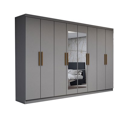 Guarda-Roupa Casal Odisseia 8 Portas 4 Gavetas com Espelho Onix - Panorama Móveis