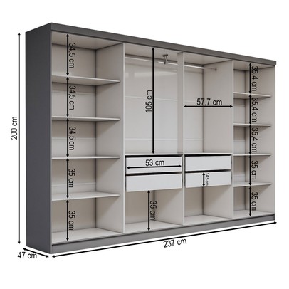 Guarda-Roupa Casal Odisseia 8 Portas 4 Gavetas com Espelho Onix - Panorama Móveis