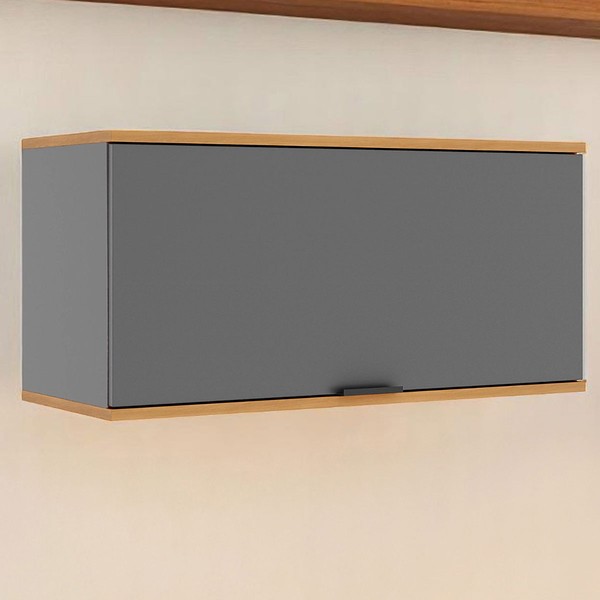 Armário Aéreo Cozinha Castanha 1 Porta Freijó/Cinza - Telasul