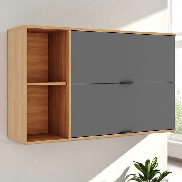 Armário Aéreo Cozinha Castanha 2 Portas 915003 Cinza/Freijó - Telasul