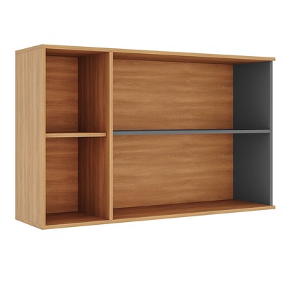 Armário Aéreo Cozinha Castanha 2 Portas com Vidro 915005 Cinza/Freijó - Telasul