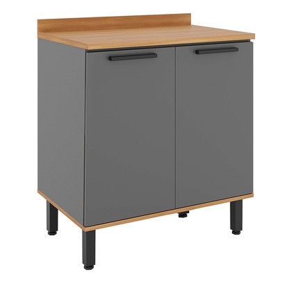 Balcão de Cozinha Castanha 2 Portas 1 Prateleira Freijó/Cinza - Telasul