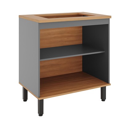 Balcão de Cozinha para Cooktop 4 Bocas Castanha 2 Portas 1 Prateleira Cinza/Freijó - Telasul