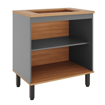 Balcão de Cozinha para Cooktop 5 Bocas Castanha 2 Portas 1 Prateleira Cinza/Freijó - Telasul