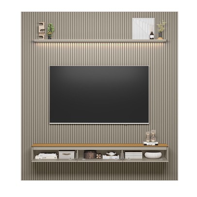 Painel para TV Até 85 Polegadas 3 Portas 1 Prateleira Ripado Tauri/Gris Fosco 810010304 - Linea Brasil