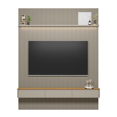 Painel para TV Até 85 Polegadas 3 Portas 1 Prateleira Ripado Tauri/Gris Fosco 810010303 - Linea Brasil