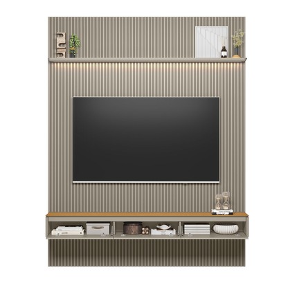 Painel para TV Até 85 Polegadas 3 Portas 1 Prateleira Ripado Tauri/Gris Fosco 810010303 - Linea Brasil