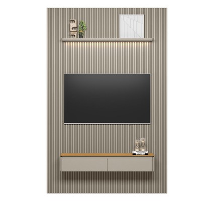 Painel para TV Até 75 Polegadas 2 Portas 1 Prateleira Ripado Tauri/Gris Fosco 810010302 - Linea Brasil