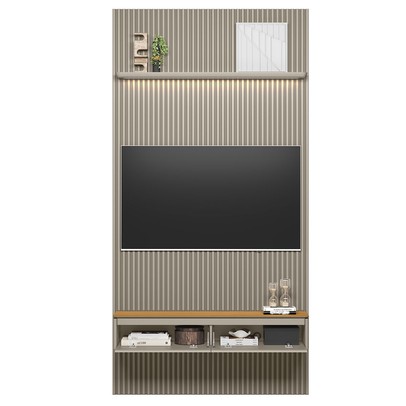 Painel para TV Até 60 Polegadas 2 Portas 1 Prateleira Ripado Tauri/Gris Fosco 810010301 - Linea Brasil