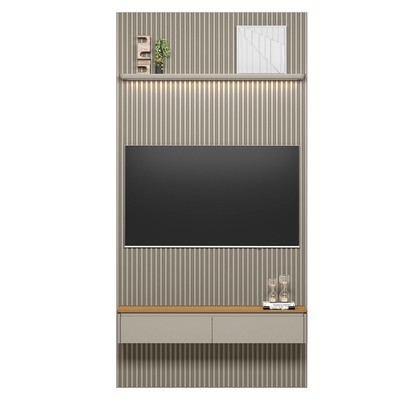 Painel para TV Até 60 Polegadas 2 Portas 1 Prateleira Ripado Tauri/Gris Fosco 810010301 - Linea Brasil