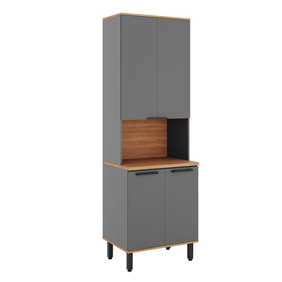 Paneleiro Castanha 4 Portas 3 Prateleiras Cinza/Freijó - Telasul