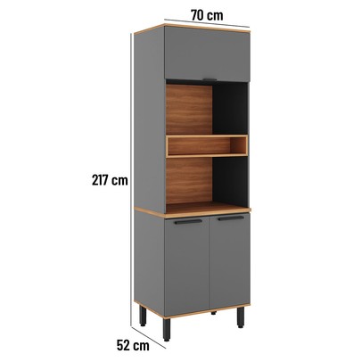 Paneleiro Castanha 3 Portas Cinza/Freijó - Telasul