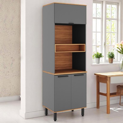 Paneleiro Castanha 3 Portas Cinza/Freijó - Telasul