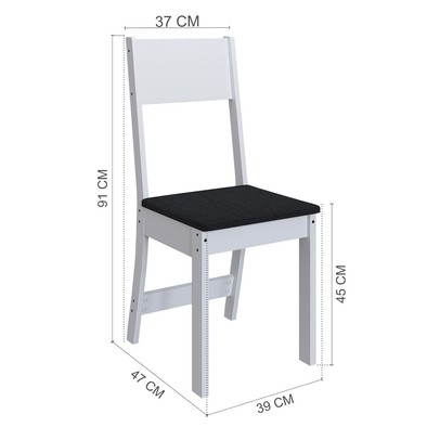 Mesa de Jantar 6 Lugares Astana Branco/Preto - Pnr Móveis