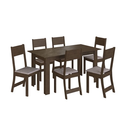 Mesa de Jantar 6 Lugares Astana Noce/Linho - Pnr Móveis