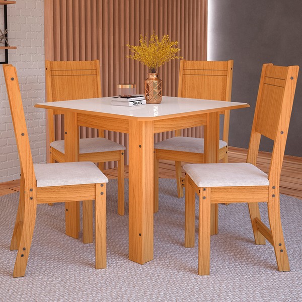 Mesa de Jantar 4 Lugares índia Freijó/Off White - Pnr Móveis