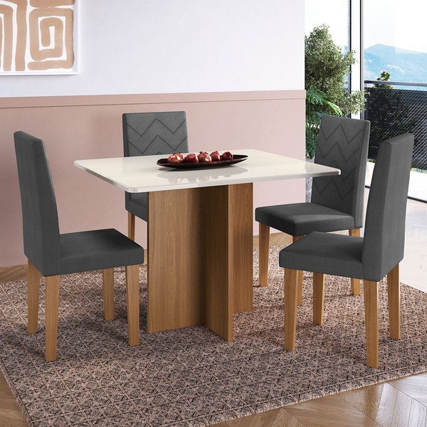 Mesa de Jantar 4 Lugares Dolphins Freijo/Off White/Grafite - Pnr Móveis