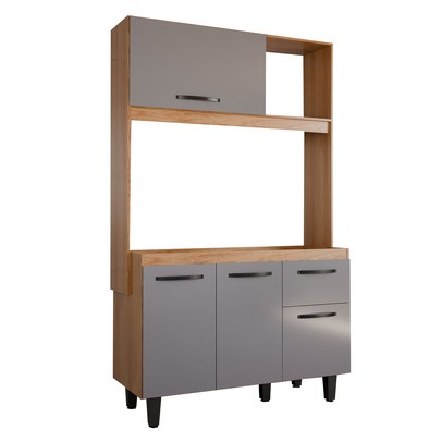 Cozinha Compacta Isis 4 Portas 1 Gaveta Freijó/Cinza - Panorama Móveis