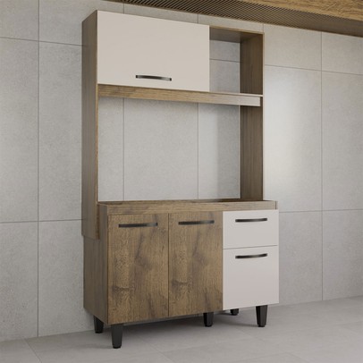 Cozinha Compacta Isis 4 Portas 1 Gaveta Itauba/Off White - Panorama Móveis