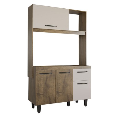 Cozinha Compacta Isis 4 Portas 1 Gaveta Itauba/Off White - Panorama Móveis