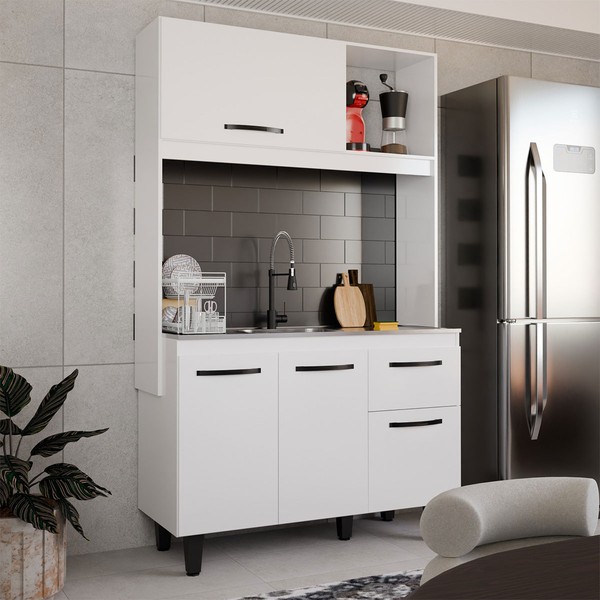 Cozinha Compacta Isis 4 Portas 1 Gaveta Branco - Panorama Móveis