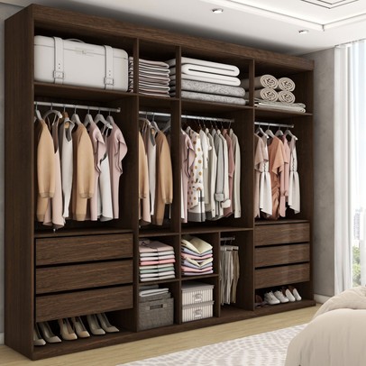 Guarda-Roupa Casal Débora 7 Portas 6 Gavetas Imbuia/Off White - Panorama Móveis