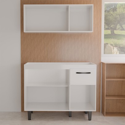 Armário de Cozinha Letícia 6 Portas 1 Gaveta Branco - Panorama Móveis