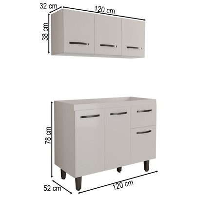Armário de Cozinha Letícia 6 Portas 1 Gaveta Branco - Panorama Móveis