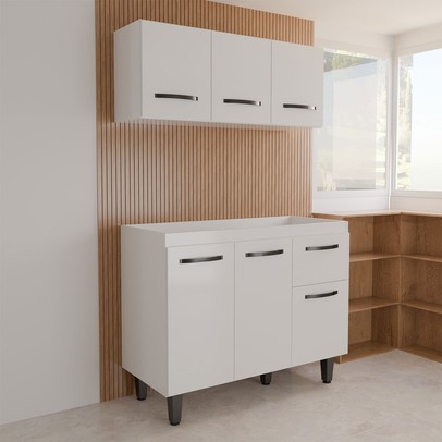 Armário de Cozinha Letícia 6 Portas 1 Gaveta Branco - Panorama Móveis