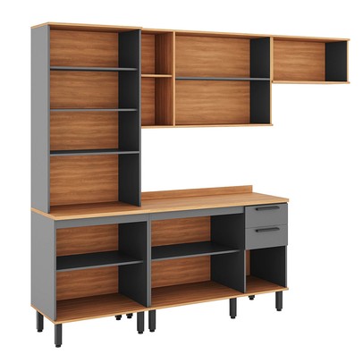 Cozinha Completa Castanha 10 Portas 2 Gavetas 915433 Cinza/Freijó - Telasul