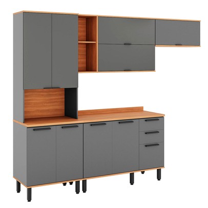 Cozinha Completa Castanha 10 Portas 2 Gavetas 915433 Cinza/Freijó - Telasul